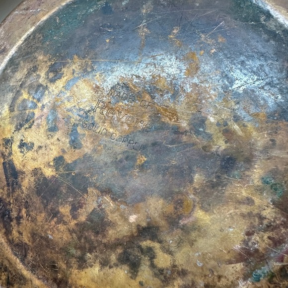 Revere Hammered Copper Apple Butter Kettle Wooden Handle Cauldron Antique - Picture 11 of 12